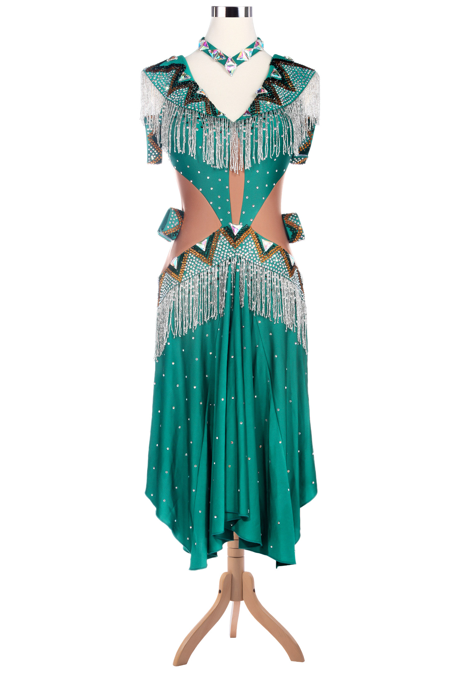 Vintage Sailor Collar Fringe Accented Latin Competition Dress VN-L5205