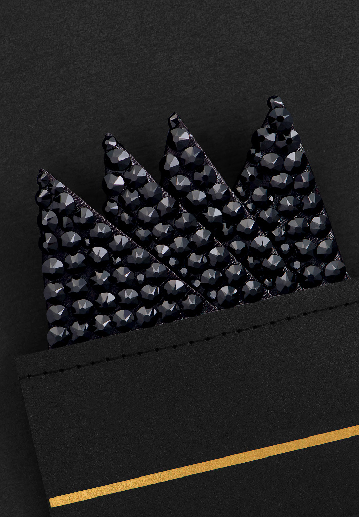 Vito Dance Crystal Pocket Square - Jet