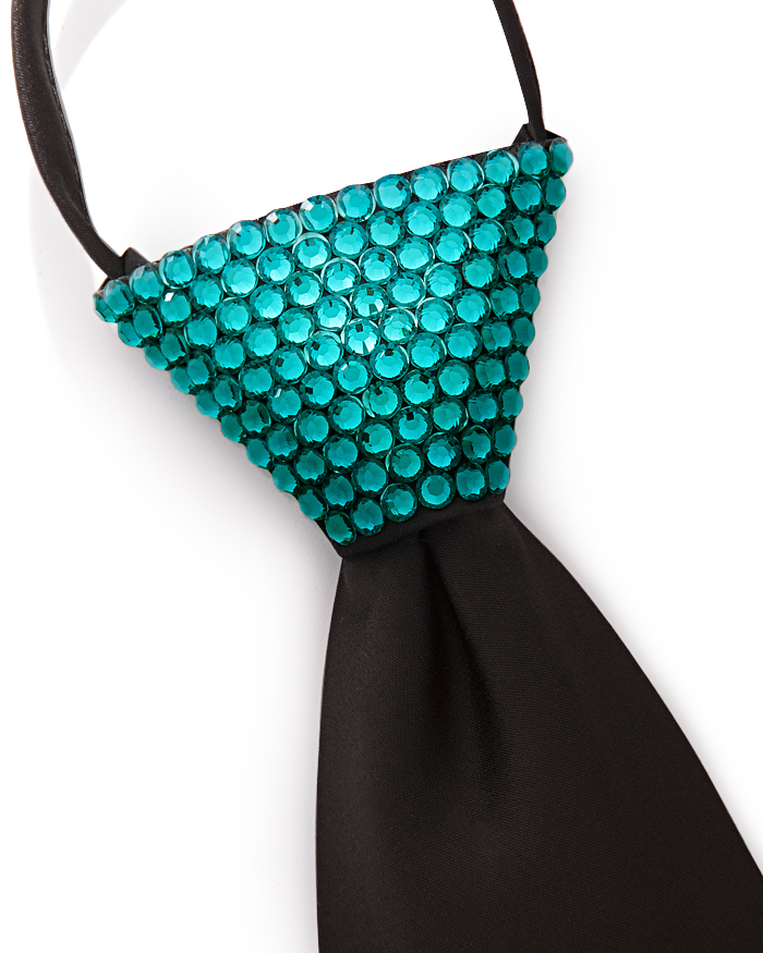 Vito Dance Crystallized Blue Zircon Zip Tie-Black Tie
