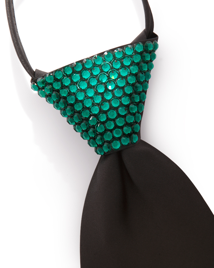 Vito Dance Crystallized Emerald Zip Tie-Black Tie