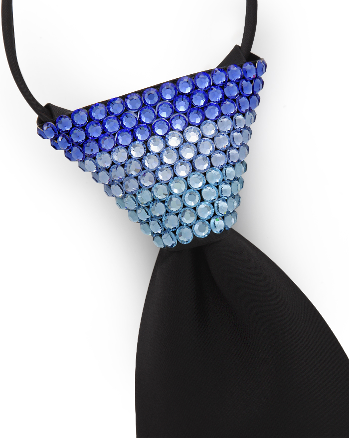 Vito Dance Crystallized Fade Ocean Zip Tie-Black Tie/Sapphire, Light Sapphire, Aquamarine