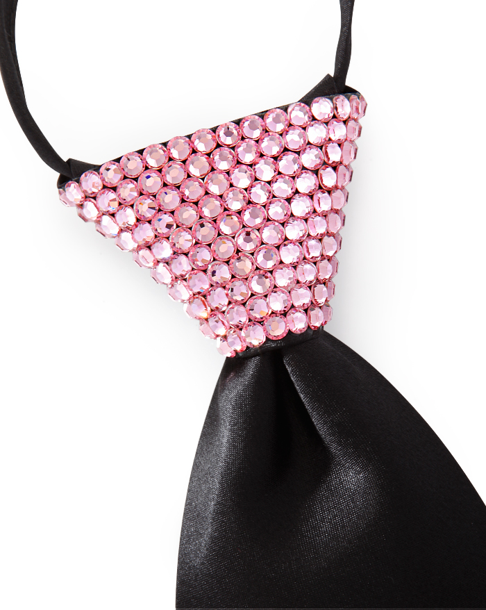Vito Dance Crystallized Light Rose Zip Tie-Black Tie