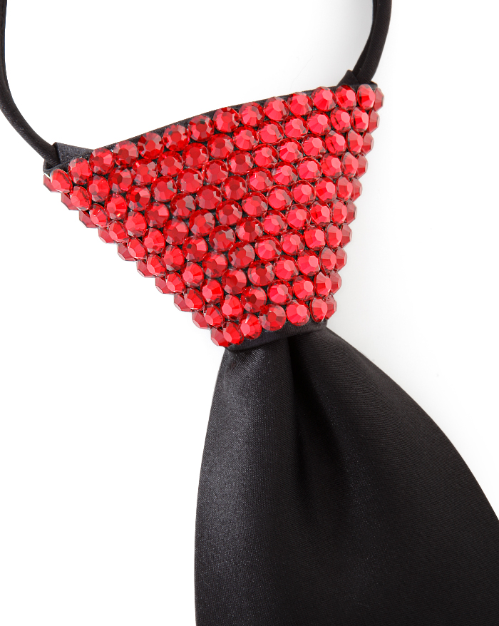 Vito Dance Crystallized Light Siam Zip Tie-Black Tie