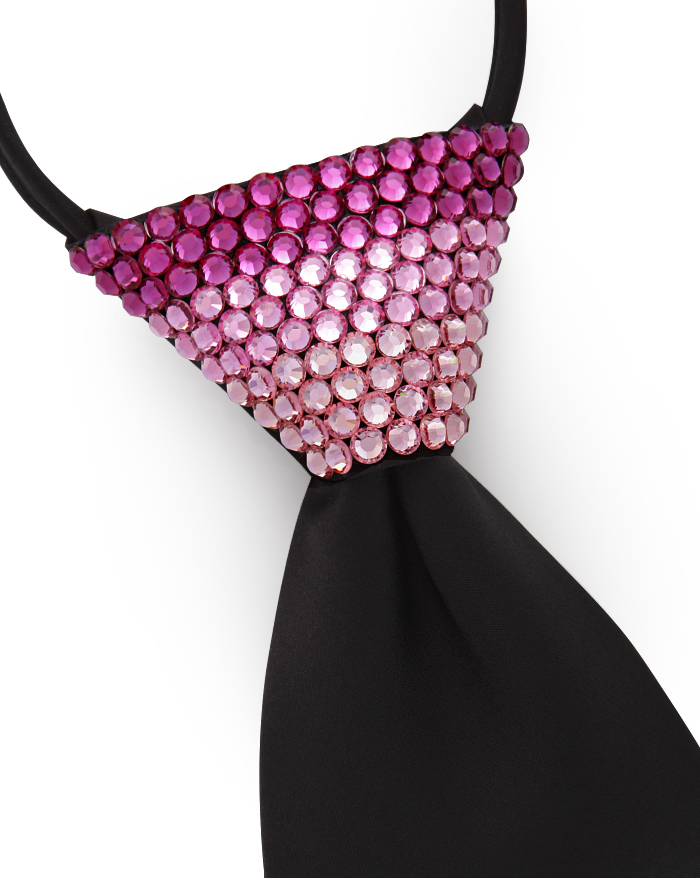 Vito Dance Crystallized Fade Magenta Zip Tie-Black Tie/Fuchsia, Rose, Light Rose