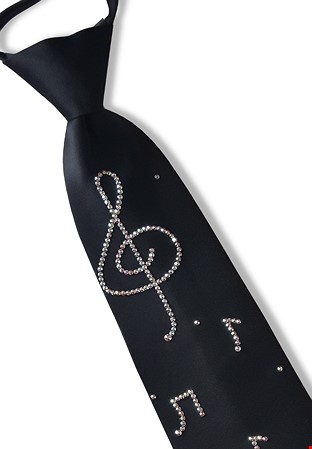 Vito Dance Crystallized Music Notes Zip Tie-Black Tie /Crystal, Crystal AB 