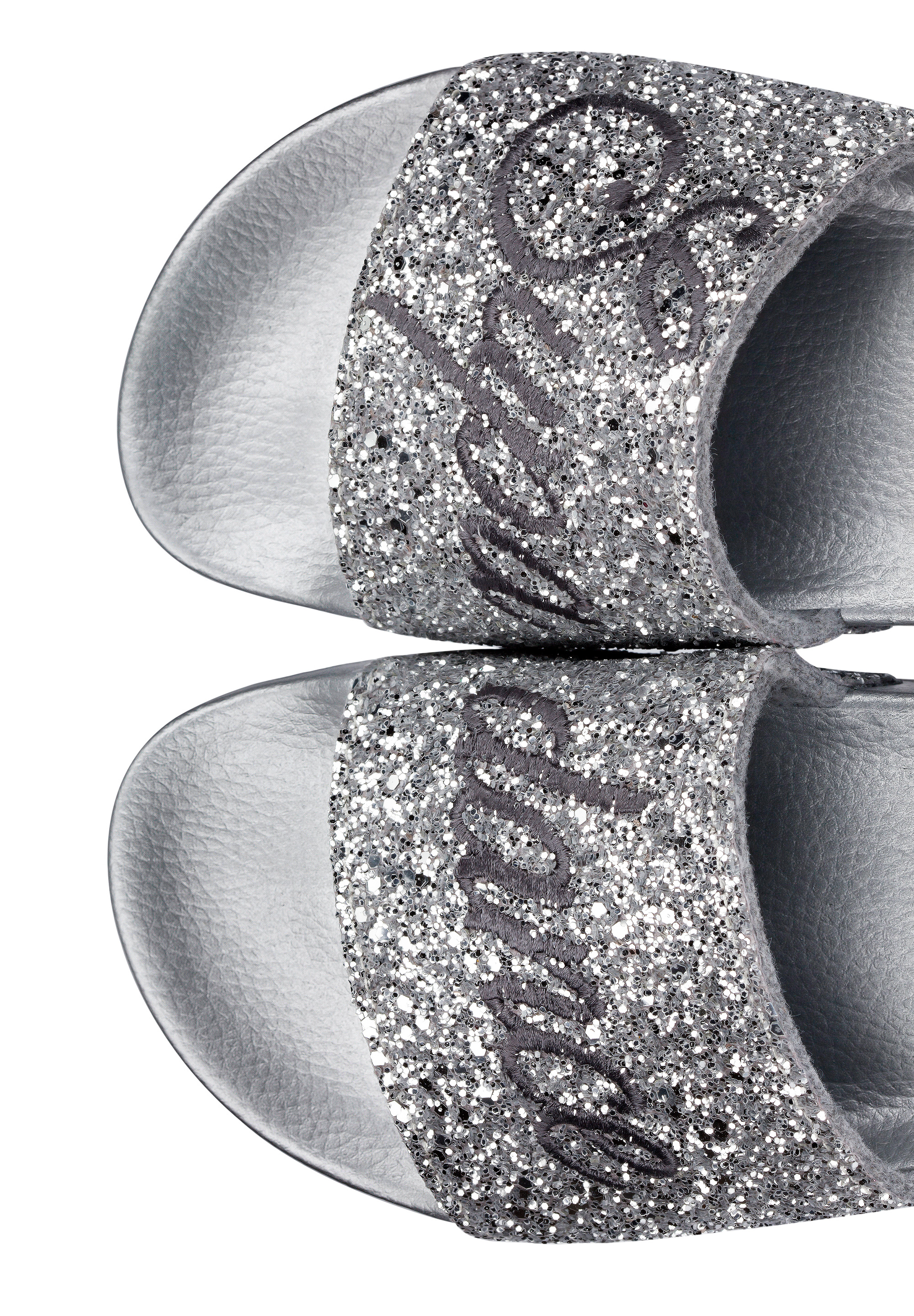 Silver best sale glitter slides