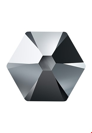 Preciosa Hot Fix Hexagon MAXIMA(438 31 220)-Jet Hematite
