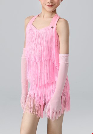 TID Girls Halter Fringe Dance Dress 0400-Pink