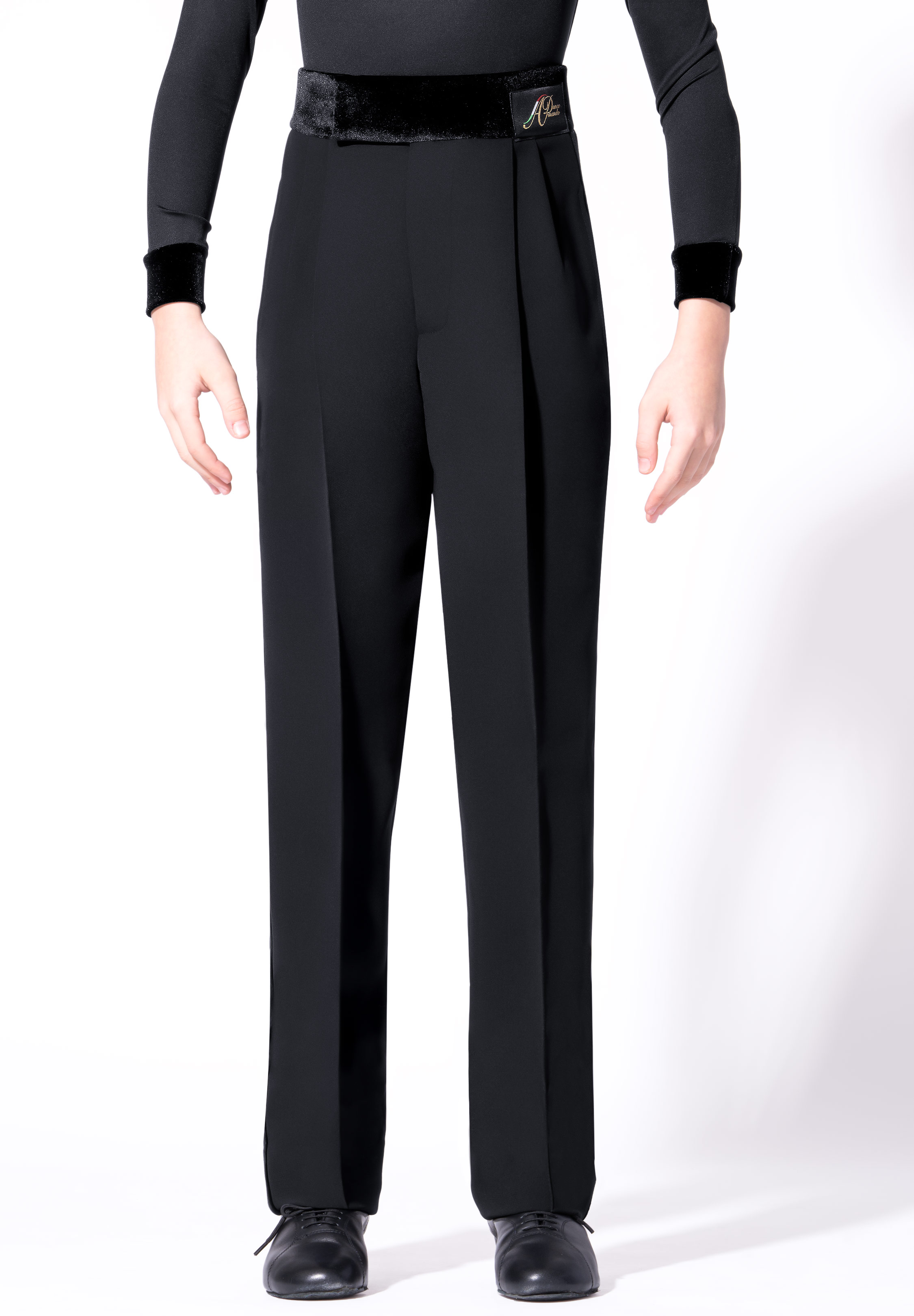 Armando Juvenile Double Pleats Slim Pants w/ Velvet B00168-Black