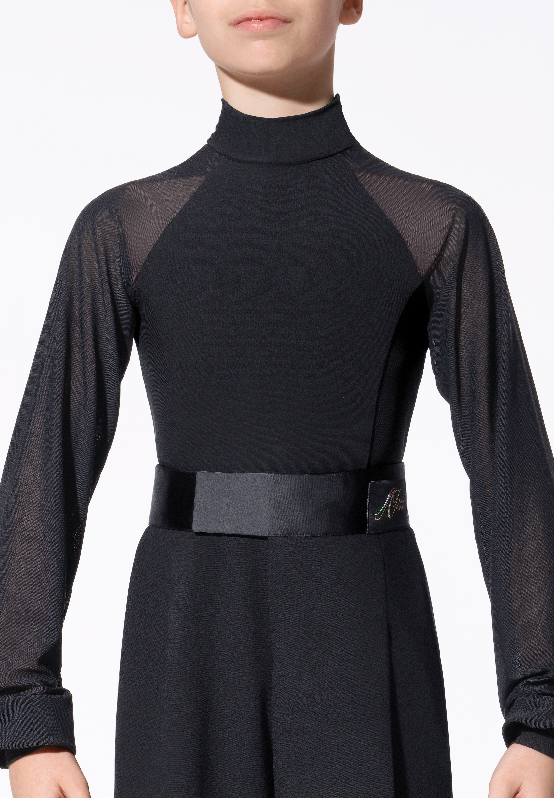 Armando Juvenile High Neck Mesh Bodysuit B00244-Black