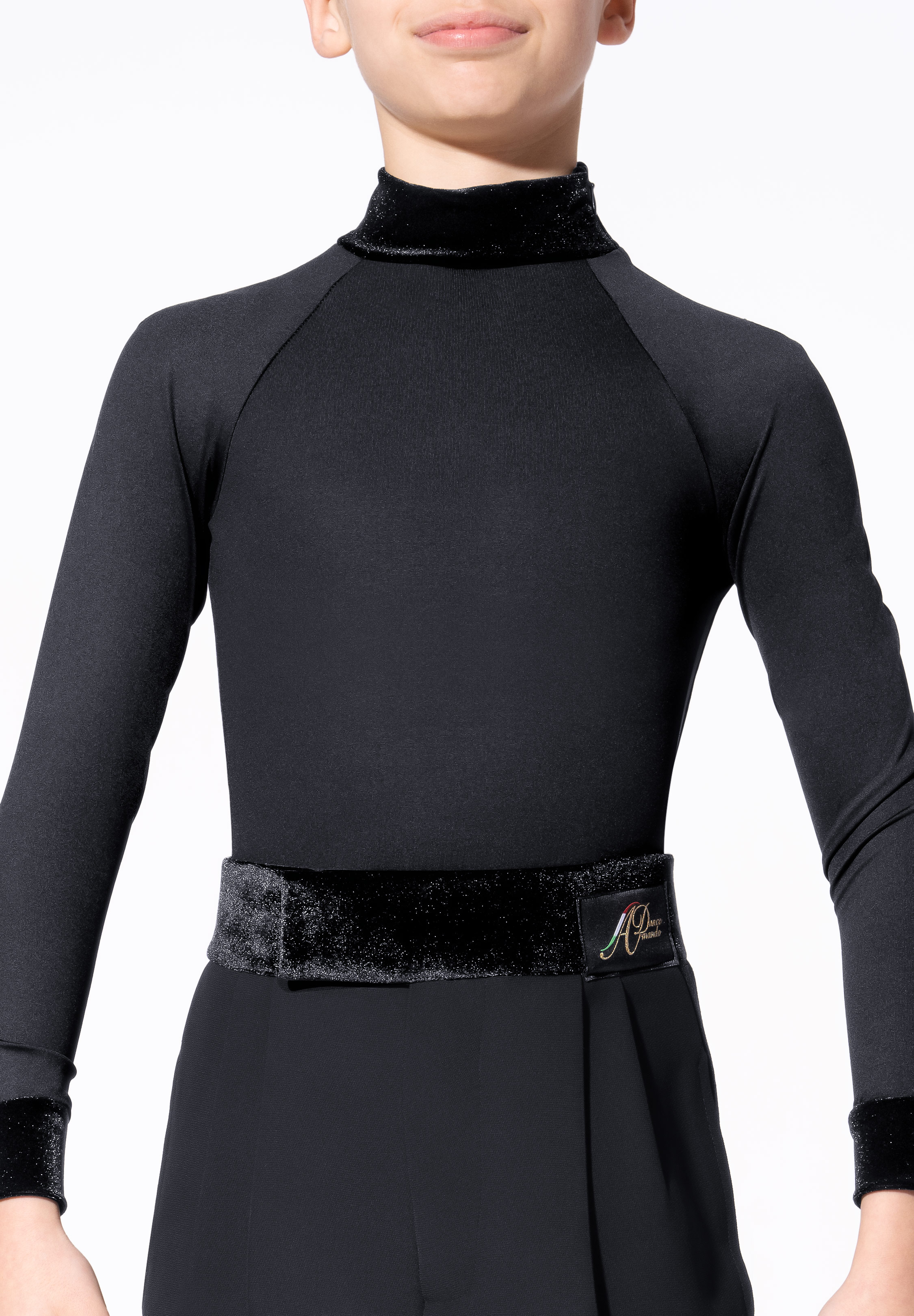 Armando Juvenile Velvet Collar Body Top B00074-Black