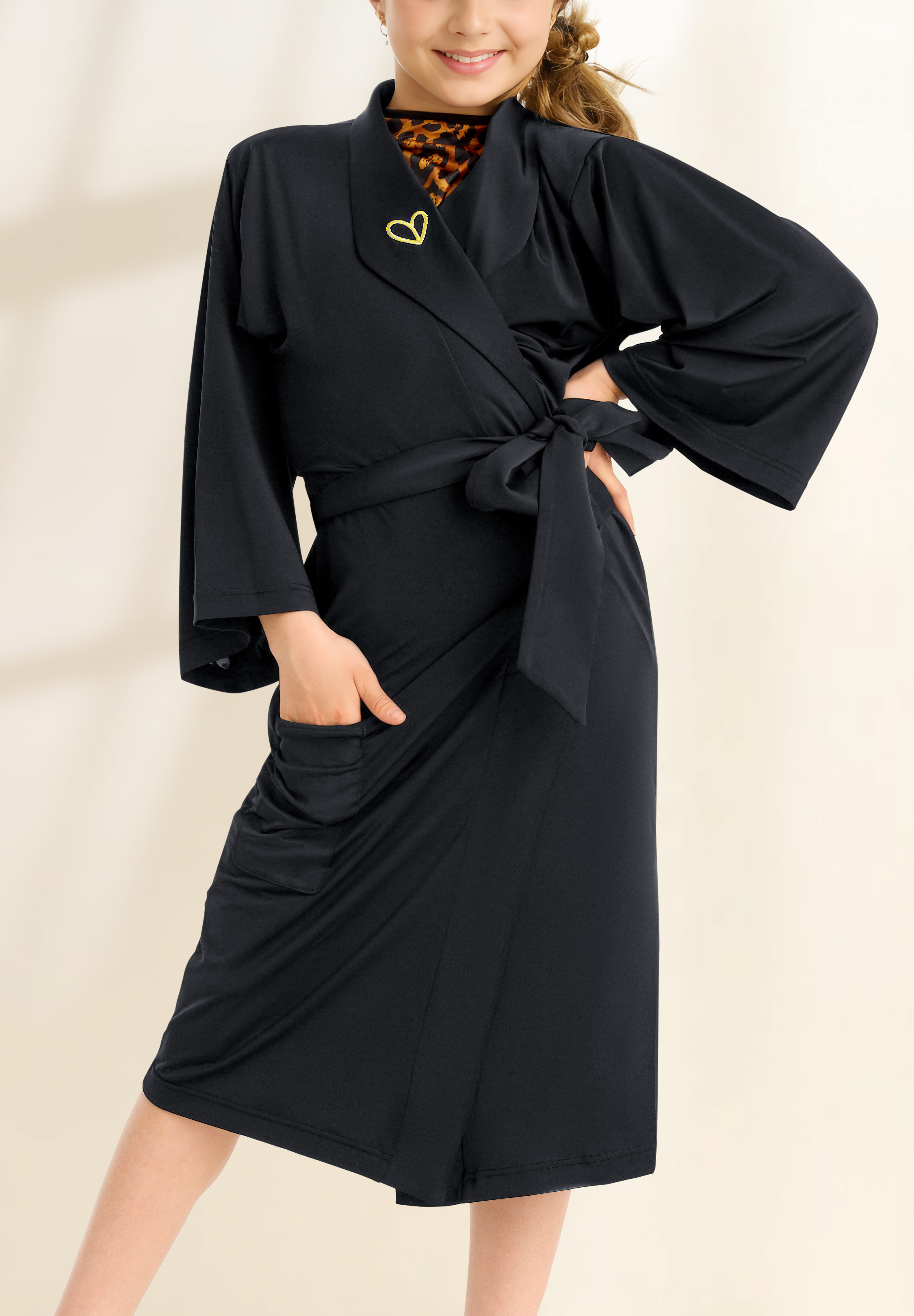 Gio Mio Athena Girls Kimono GM0208-Black