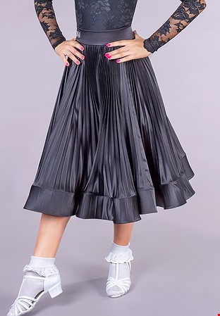 DSI Zeta Juvenile Skirt 1083 - Pleated Satin-Black 1141