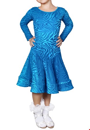 Dance America JR-D1V - Girls Velvet Latin Dress-Blue