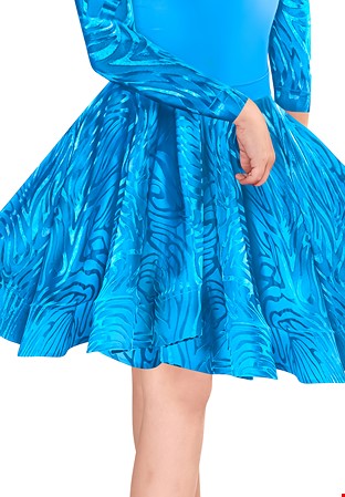 Dance America JR-S1 V - Girls Short Burnout Velvet Dance Skirt-Blue