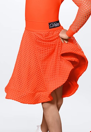 Dance America JR-S3 - Girls Full Mesh Skirt-Orange