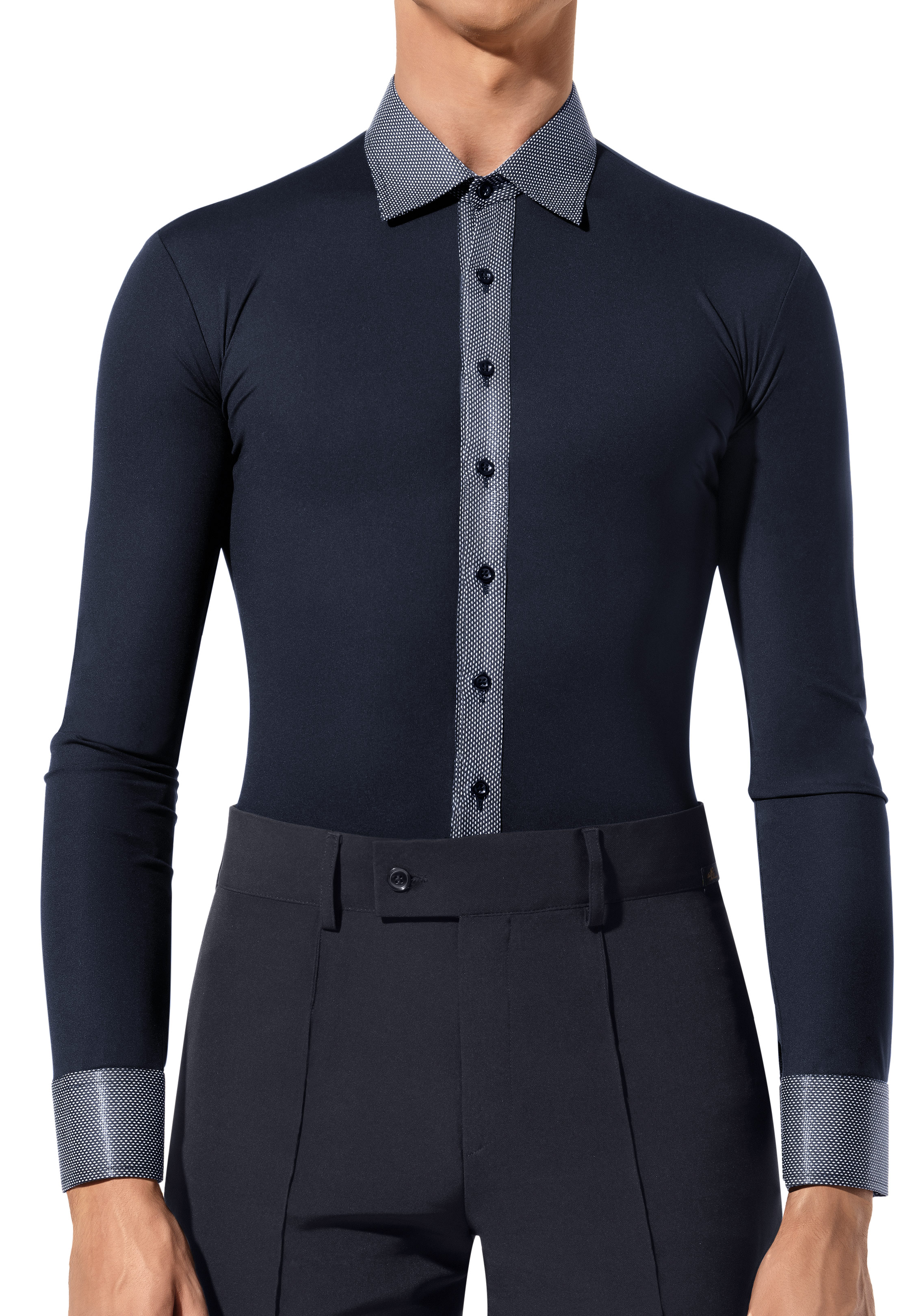 Alfa Mens Dance Practice Shirt PSB-Black/White Pattern