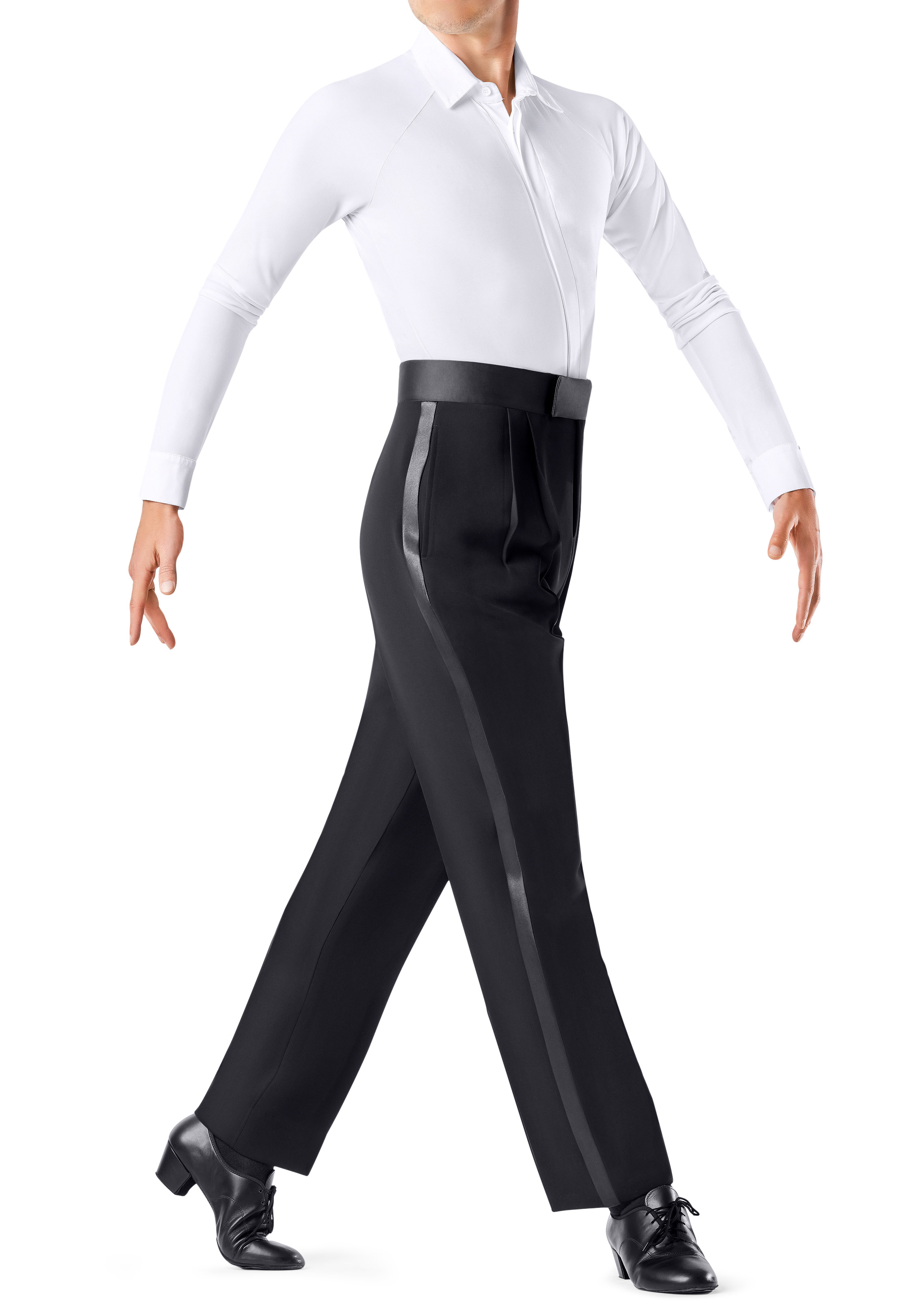 Armando Mens Double Pleats Slim Pants w/ Satin 00167 | Dancewear