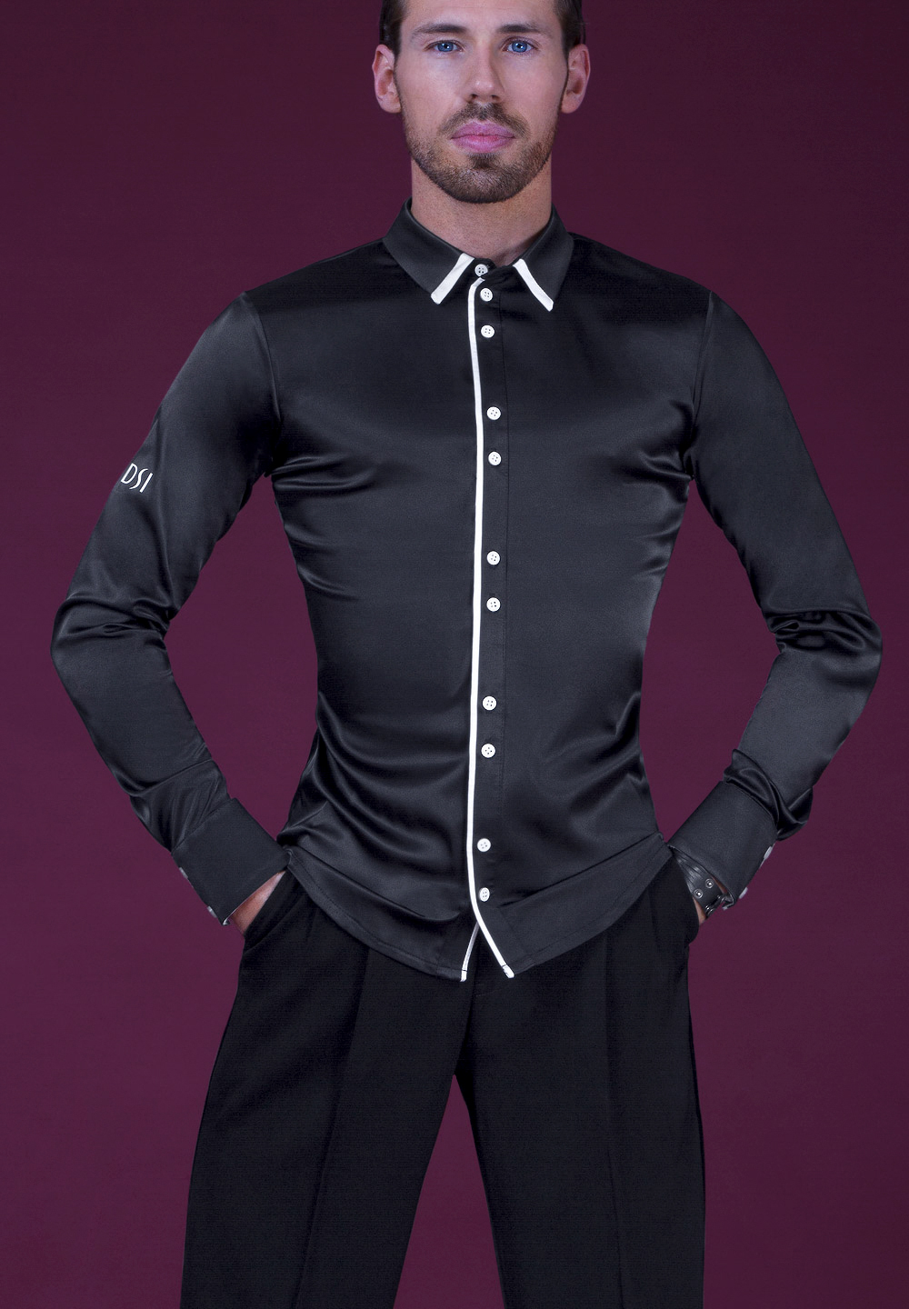DSI Mens Satin Shirt with Double Button and Trim Finish 4083 | Dancewear
