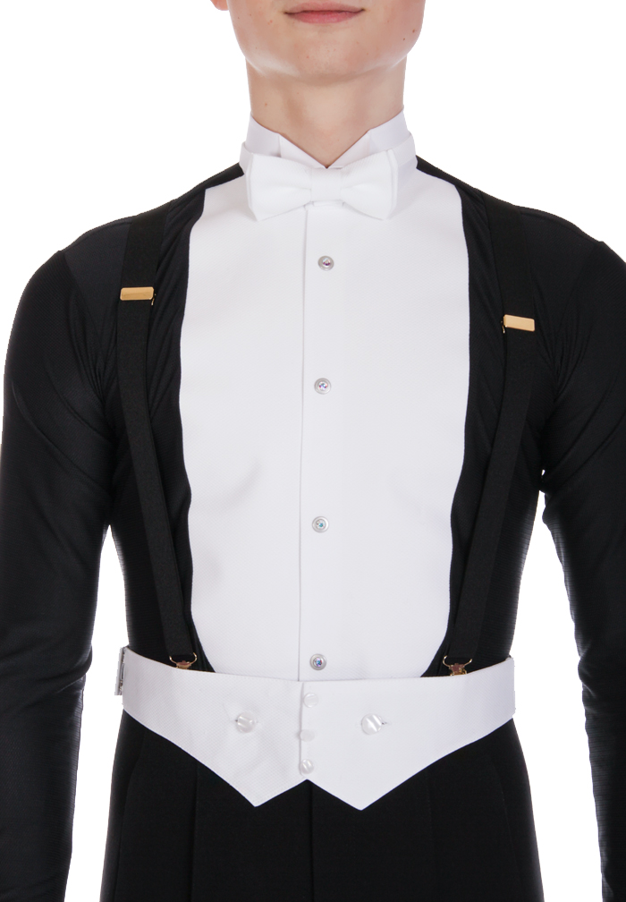 DSI Mens Stretch Ballroom Dance Shirt-Black/White 4091