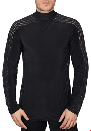 Dance America Mens Side/Shoulder Striped Inset Tunic MS41-Black