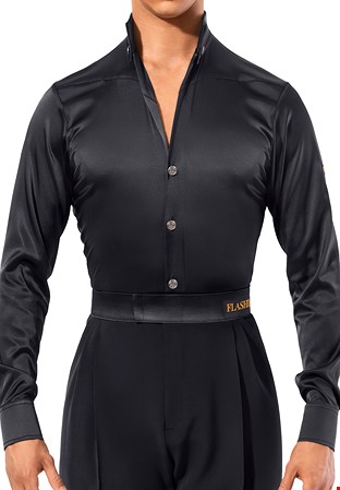 Flashdance Mens Latin Performance Shirt UOMO 1033-Black