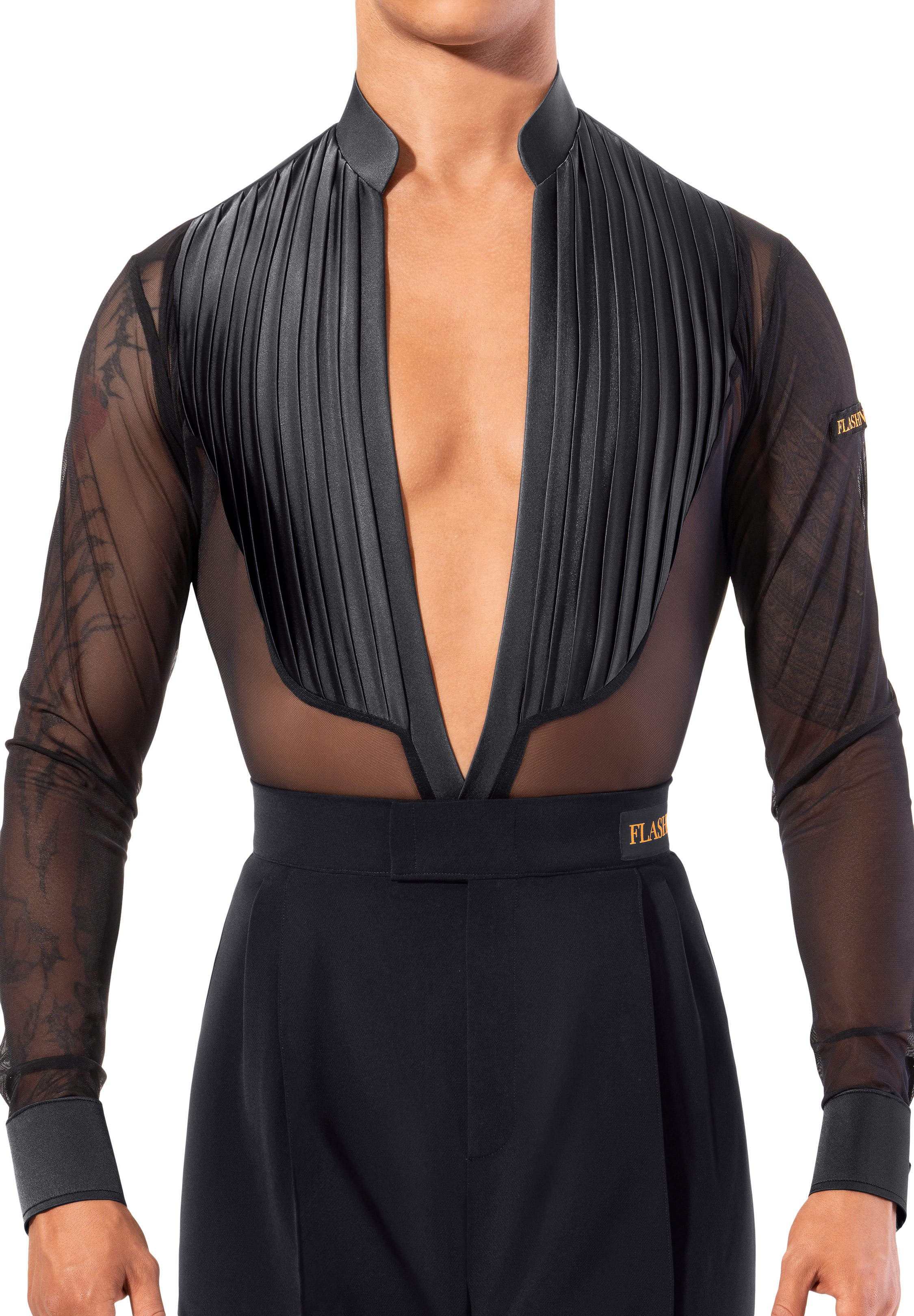 Flashdance Mens Latin Performance Shirt UOMO 1047-Black