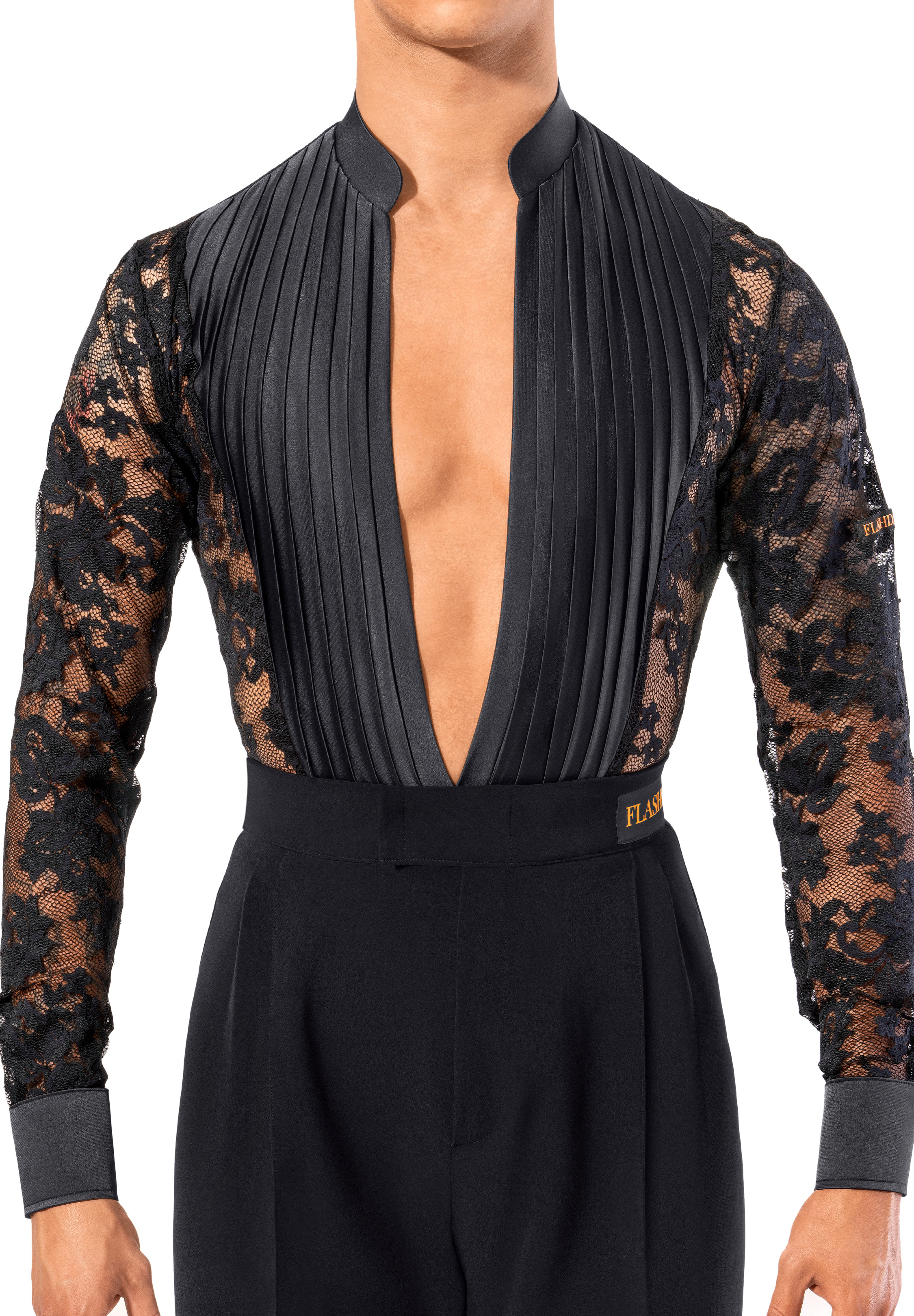 Flashdance Mens Latin Performance Shirt UOMO 1051-Black