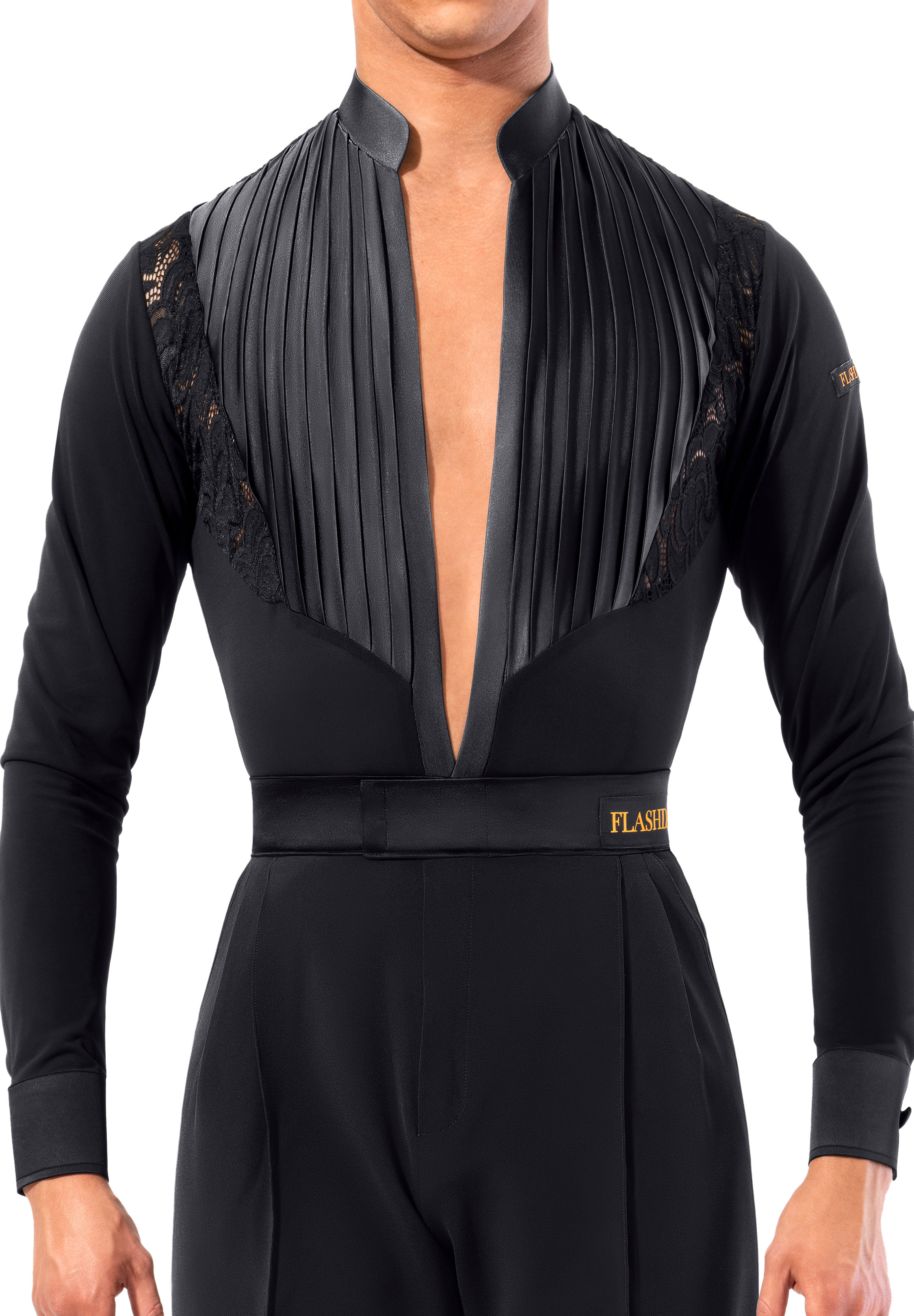 Flashdance Mens Latin Performance Shirt UOMO 1074-Black