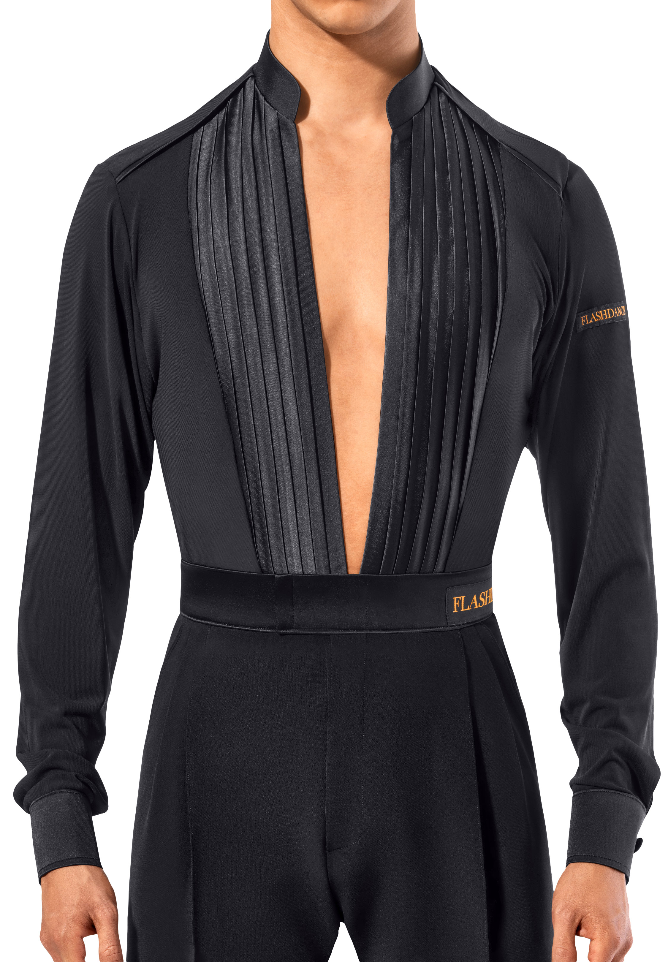 Flashdance Mens Latin Performance Shirt UOMO 1100-Black