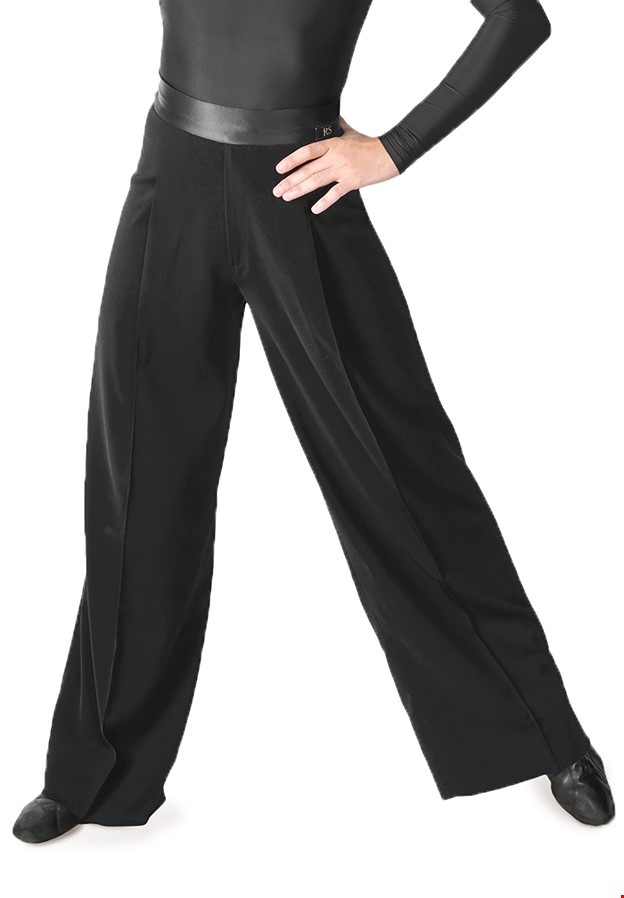 National Standard Latin Dance Pants Men's Ballroom/Salsa/Cahcha/Tap Dance  Practice Pants Suit Stage Competition Black Trousers