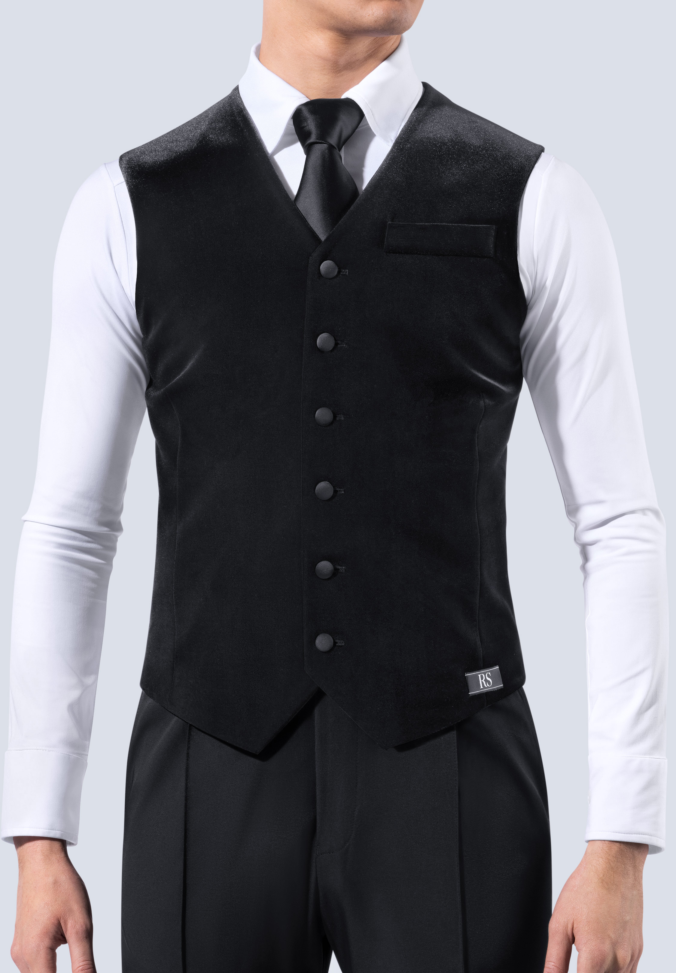RS Atelier Mens Walter Velvet Waistcoat -Black