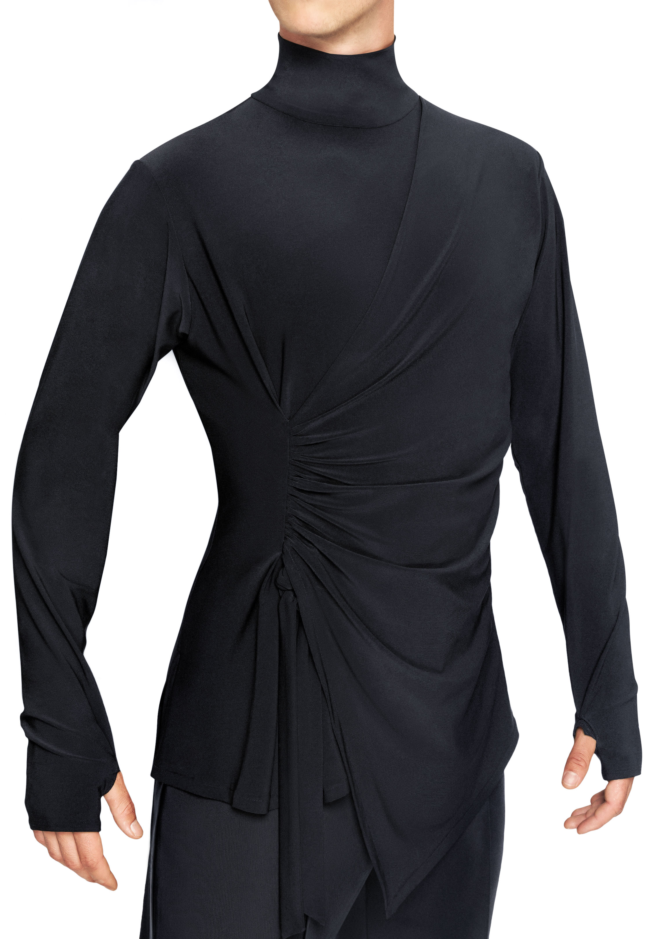 Sasuel Mens Latin Performance Shirt Kane-Black Crepe