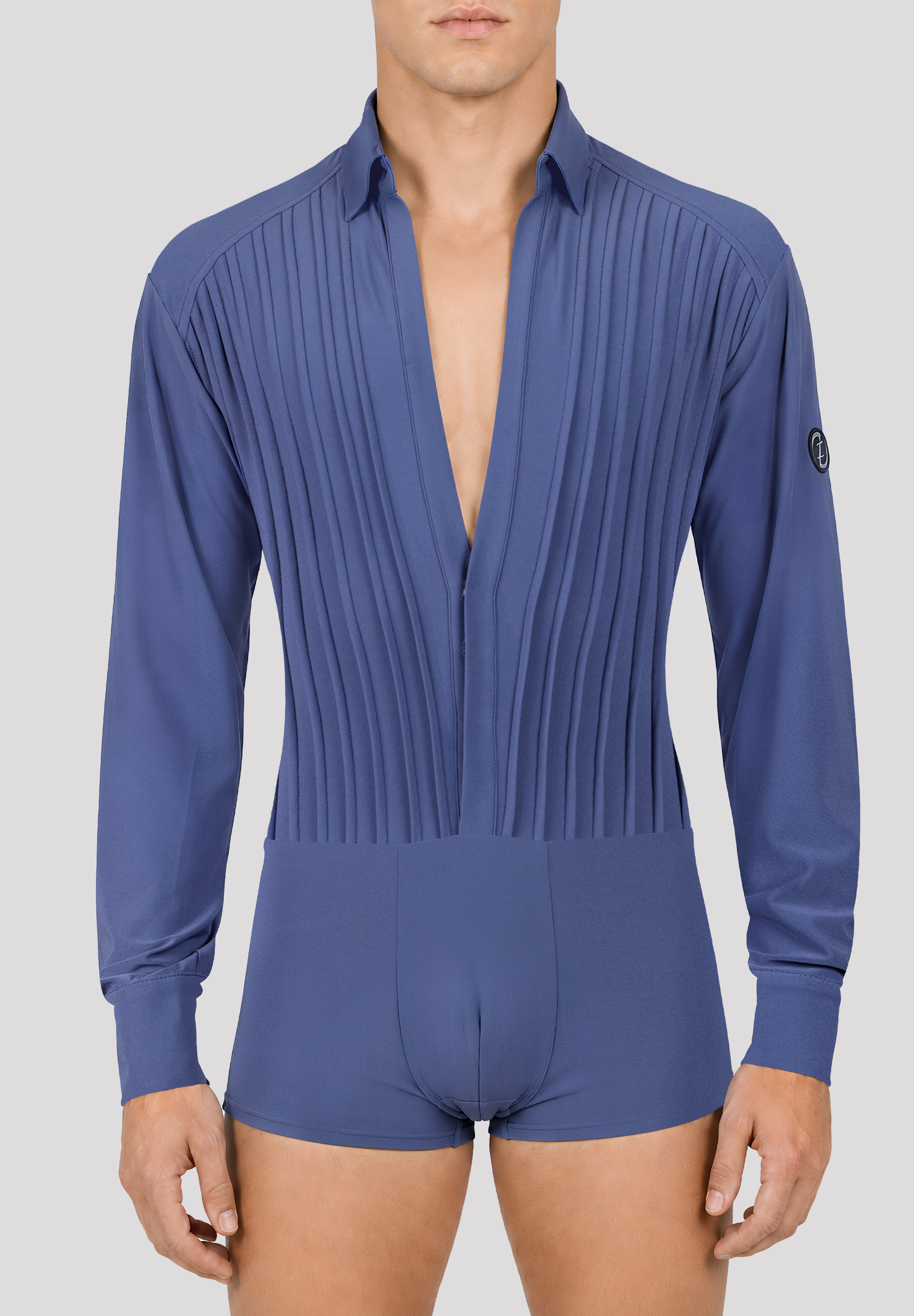 TDANCE Azure Pleat Mens Bodysuit CN-0013-Blue