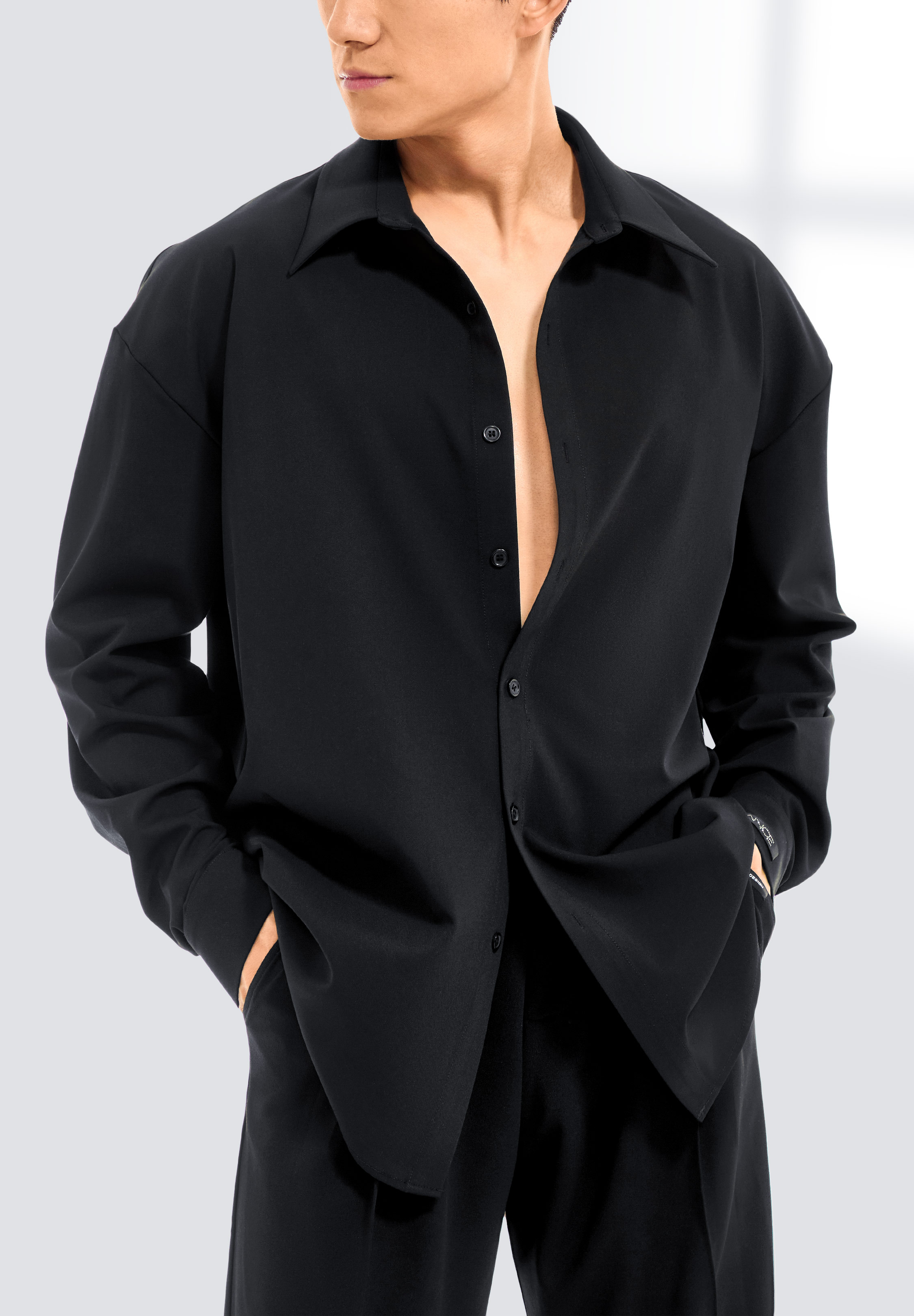 TDANCE Mens Button Down Dance Shirt BS-0032-Black