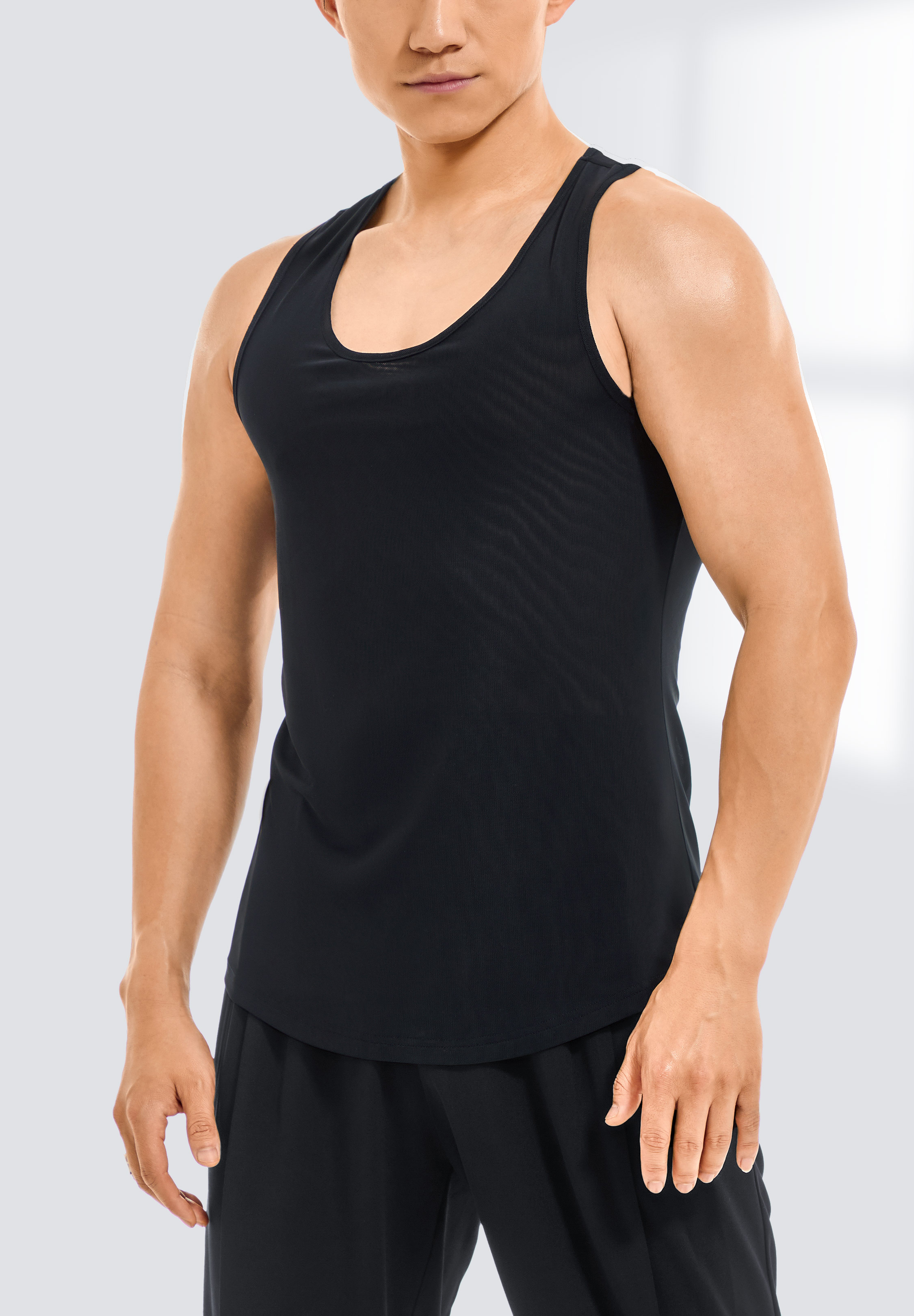 TDANCE Men’s Sheer Back Tank Top BS-0042-Black