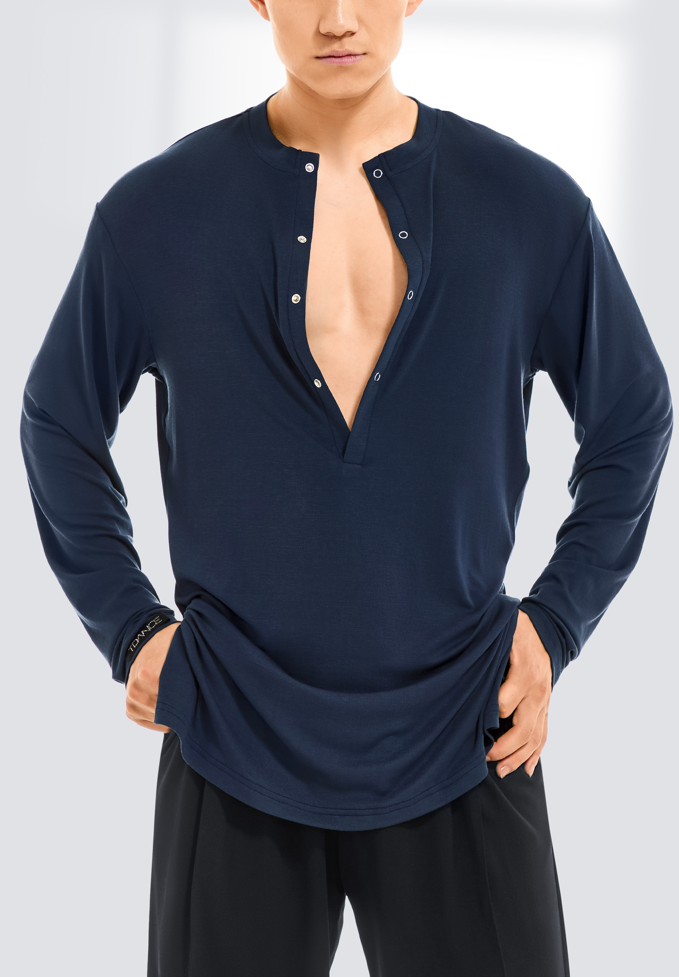 TDANCE Men’s Snap Button Split Side Top BS-0045-Navy