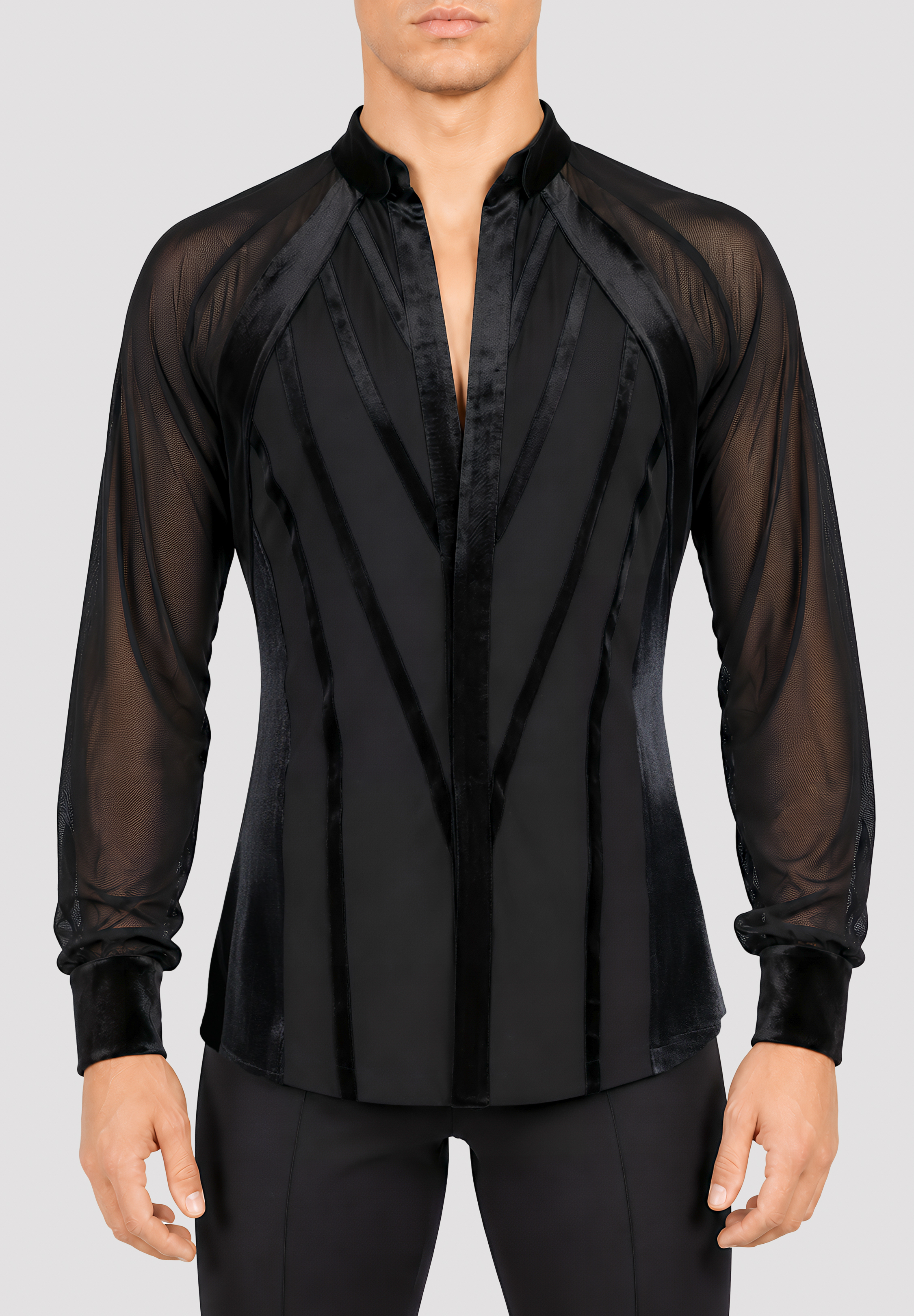 TDANCE Sheer Prestige Mens Shirt CN-0010-Black