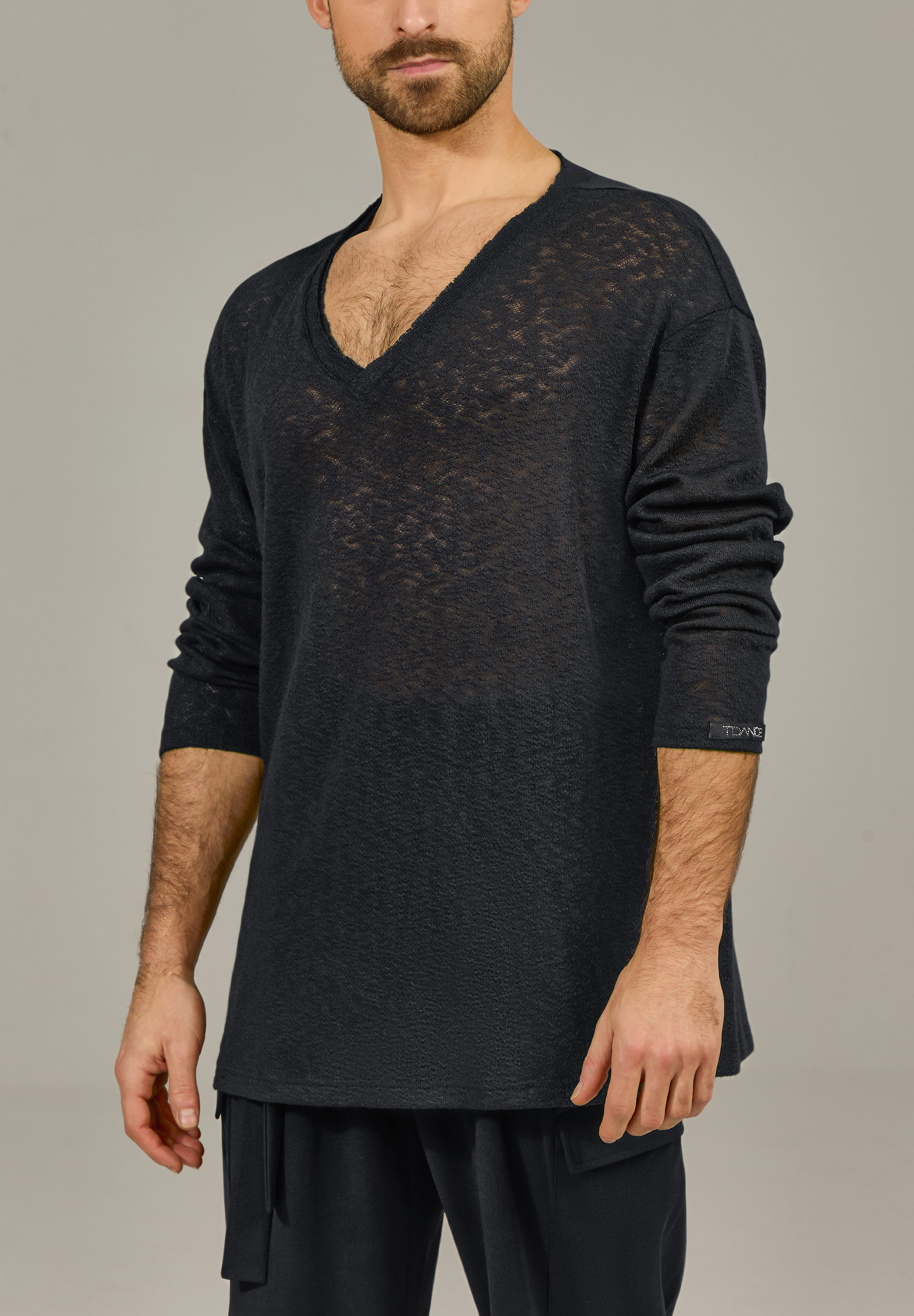 TDANCE Sheer Relaxed Fit Top BS-0062-Black