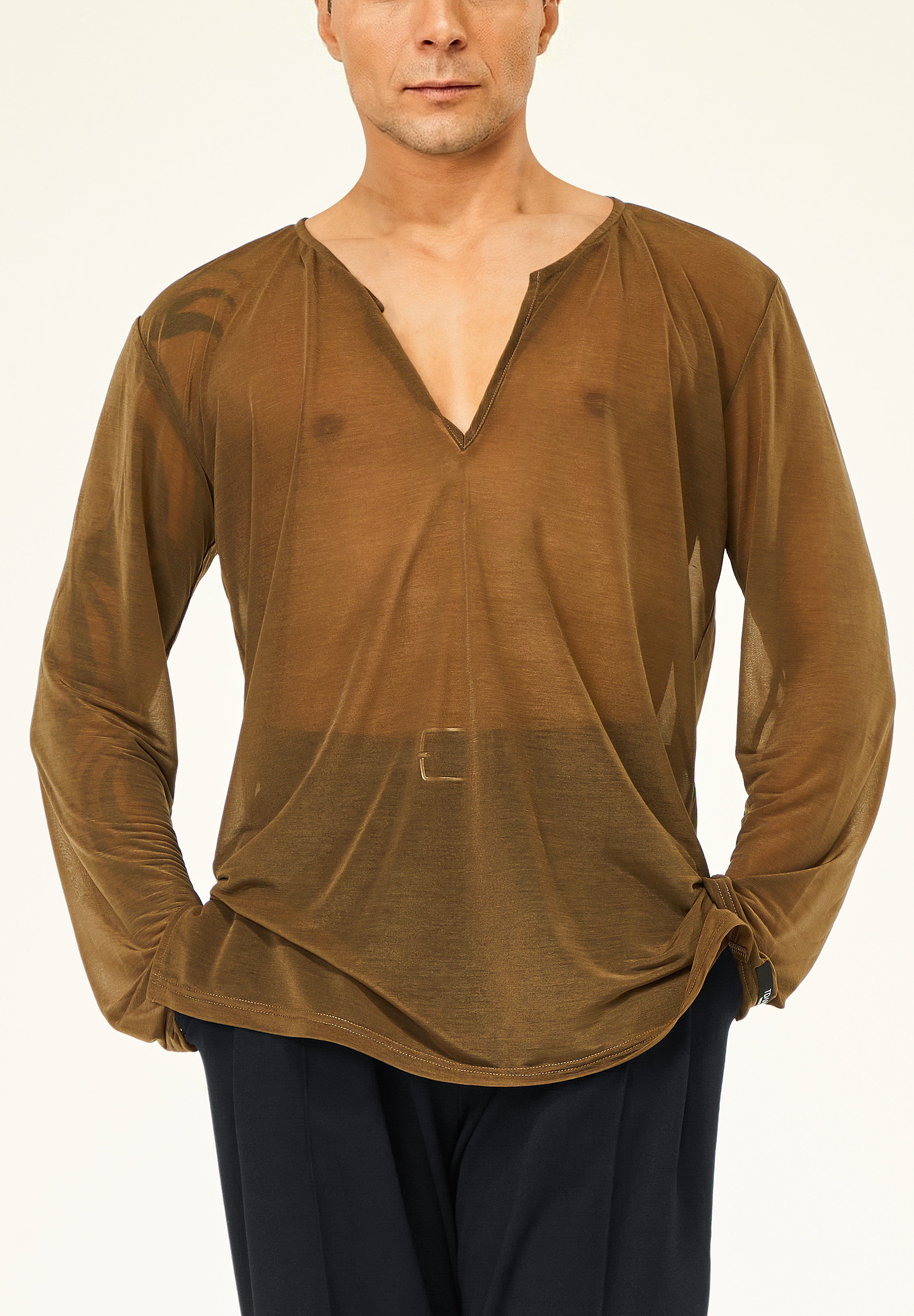 TDANCE Sheer Side Slit Shirt BS-0002-Green