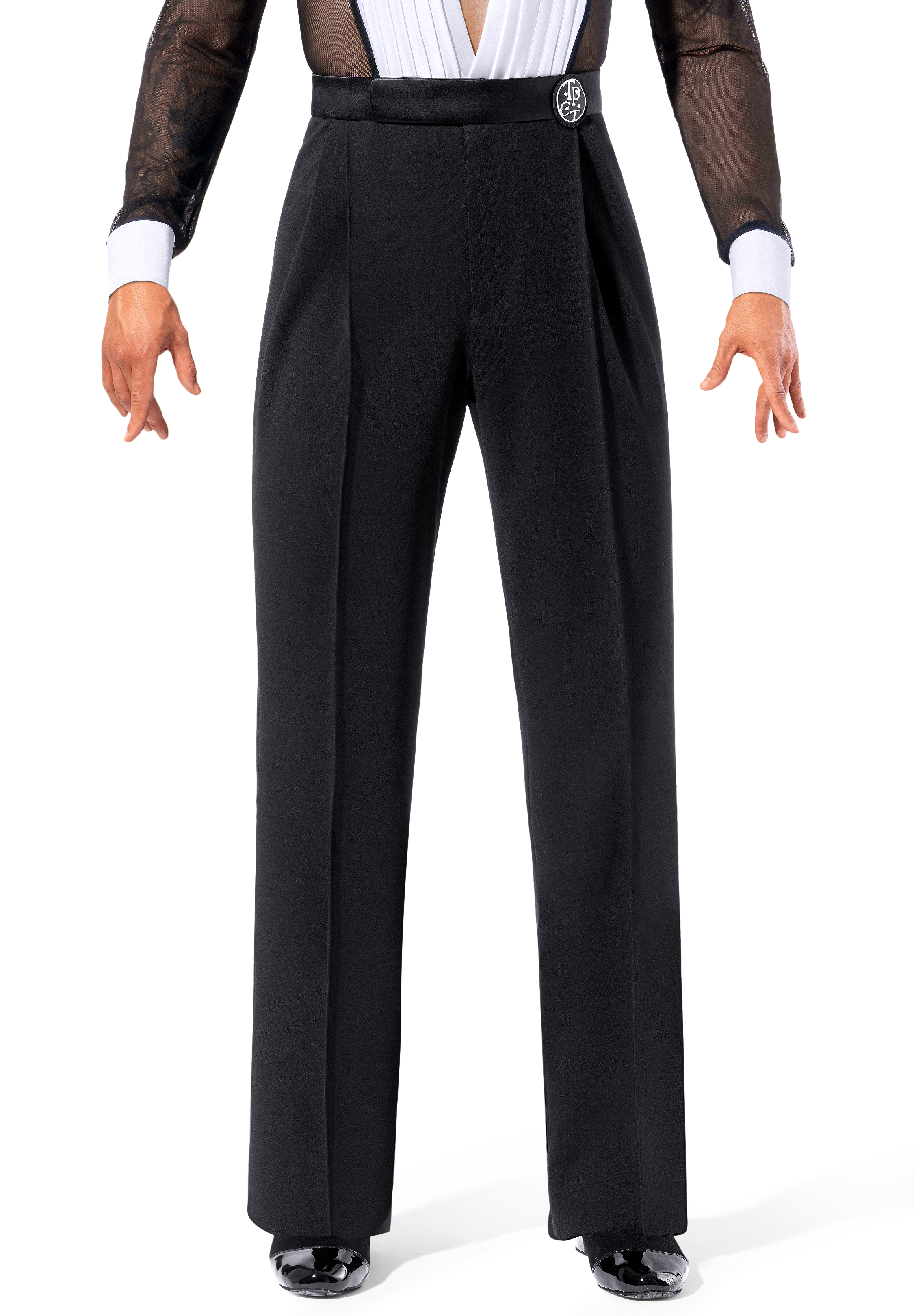 TPCT Mens Pleated Satin Waist Latin Trousers 003-Black