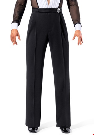 TPCT Mens Pleated Satin Waist Latin Trousers 003-Black