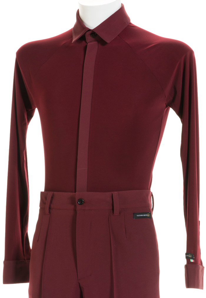 Victoria Blitz Mens Smooth Dance Shirt UOMO 012-Bordeaux