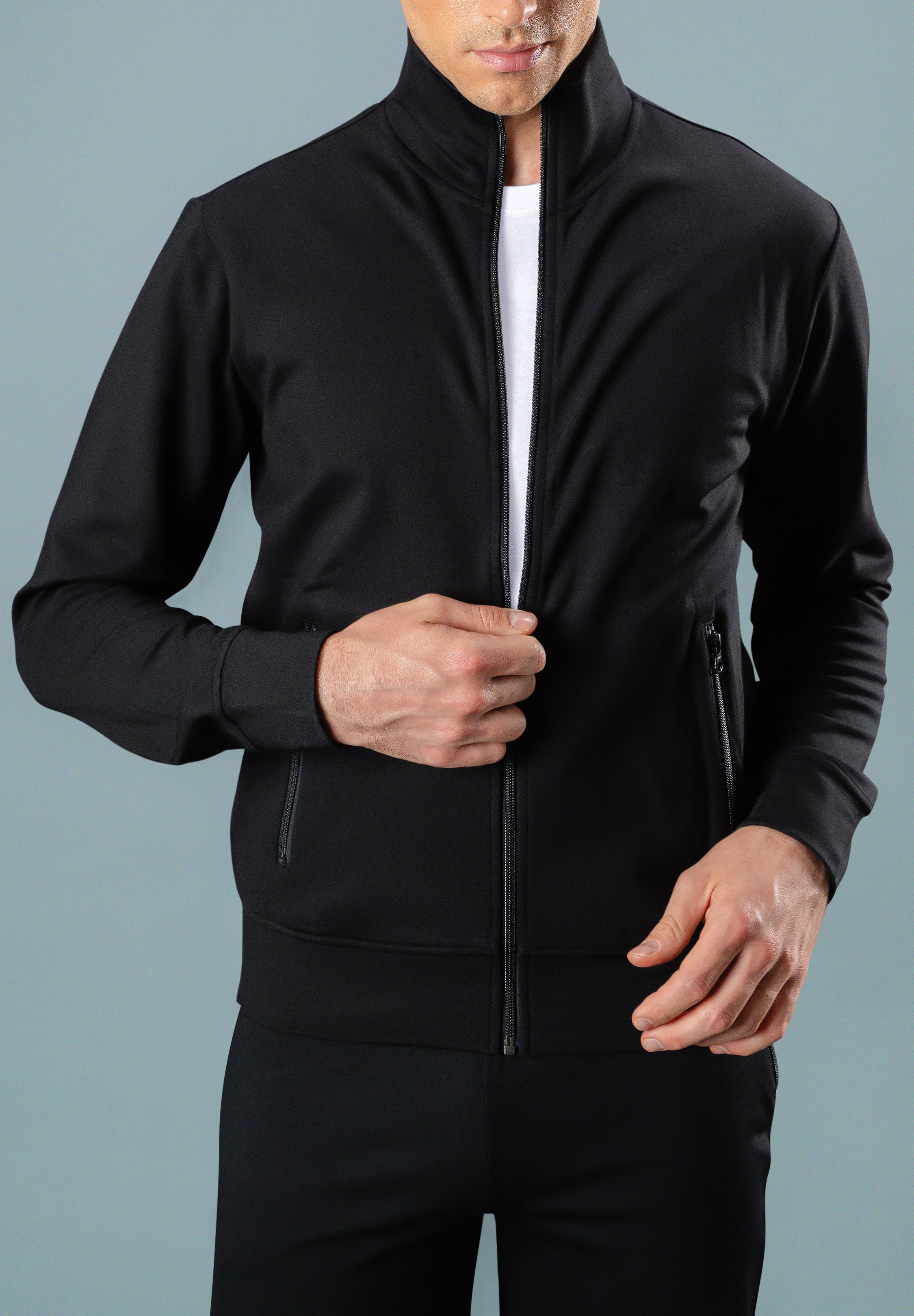 mens black fleece tracksuit