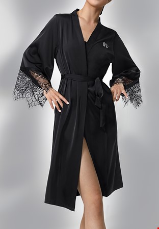 TID Tie Waist Dress Robe Z001-Black/Lace