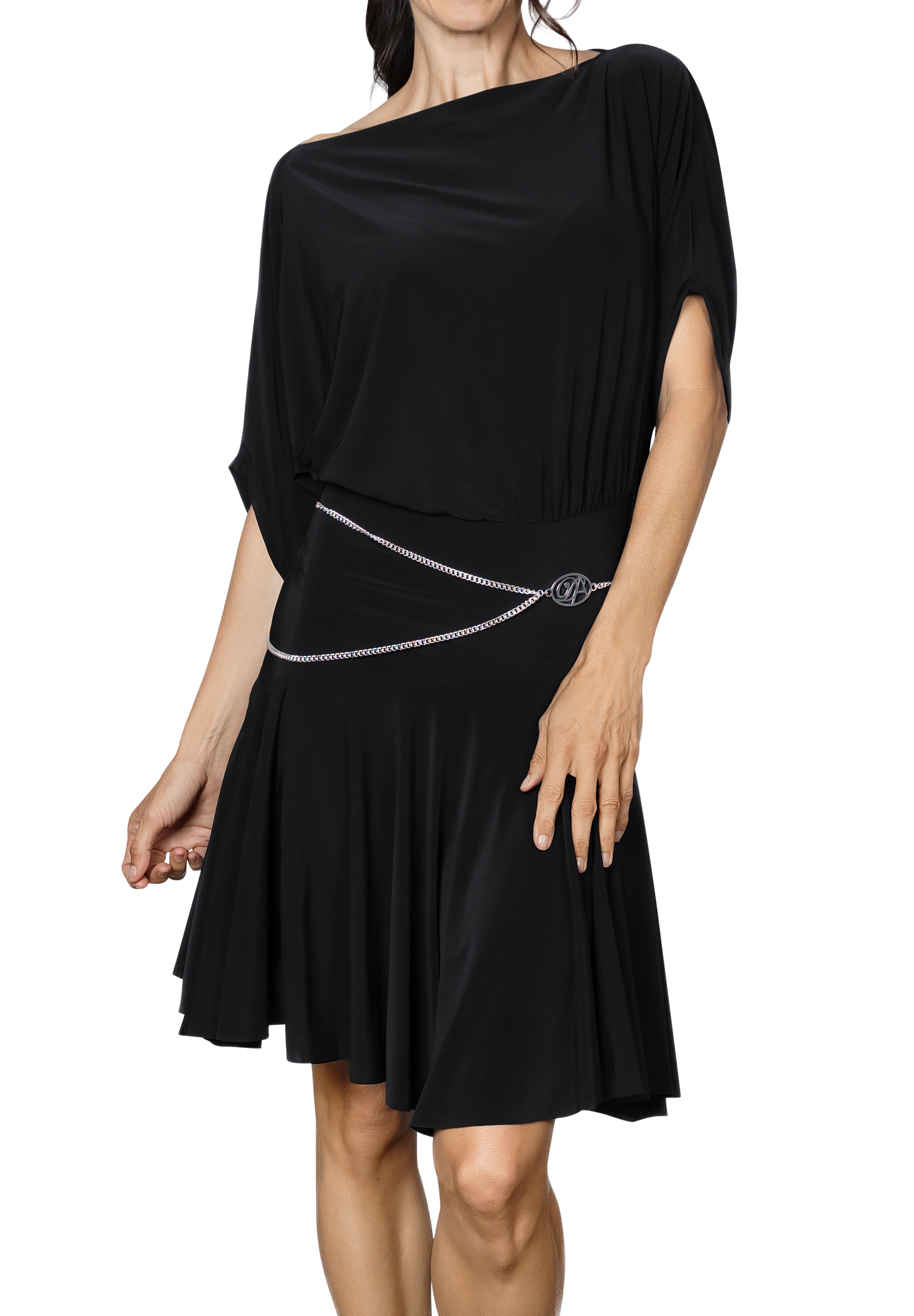 Dance America D2401 - Simple Short Dress-Black