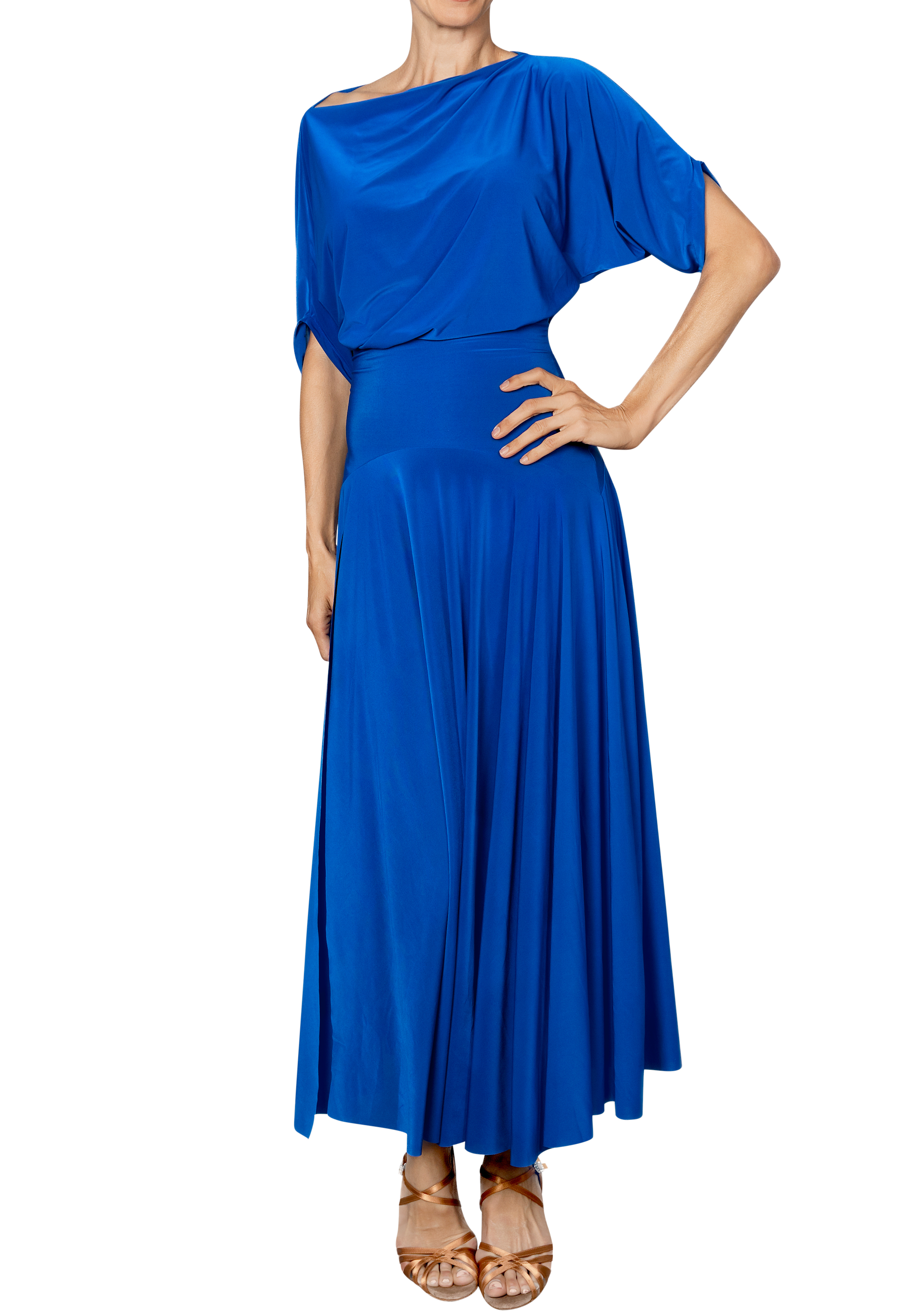 Dance America D2402 - Simple Long Dress-Blue