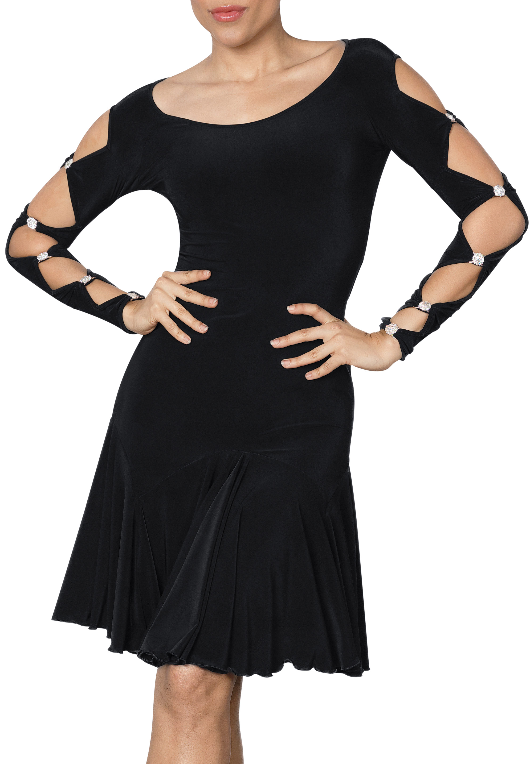 Dance America D2403 - Short Lattice Dress-Black