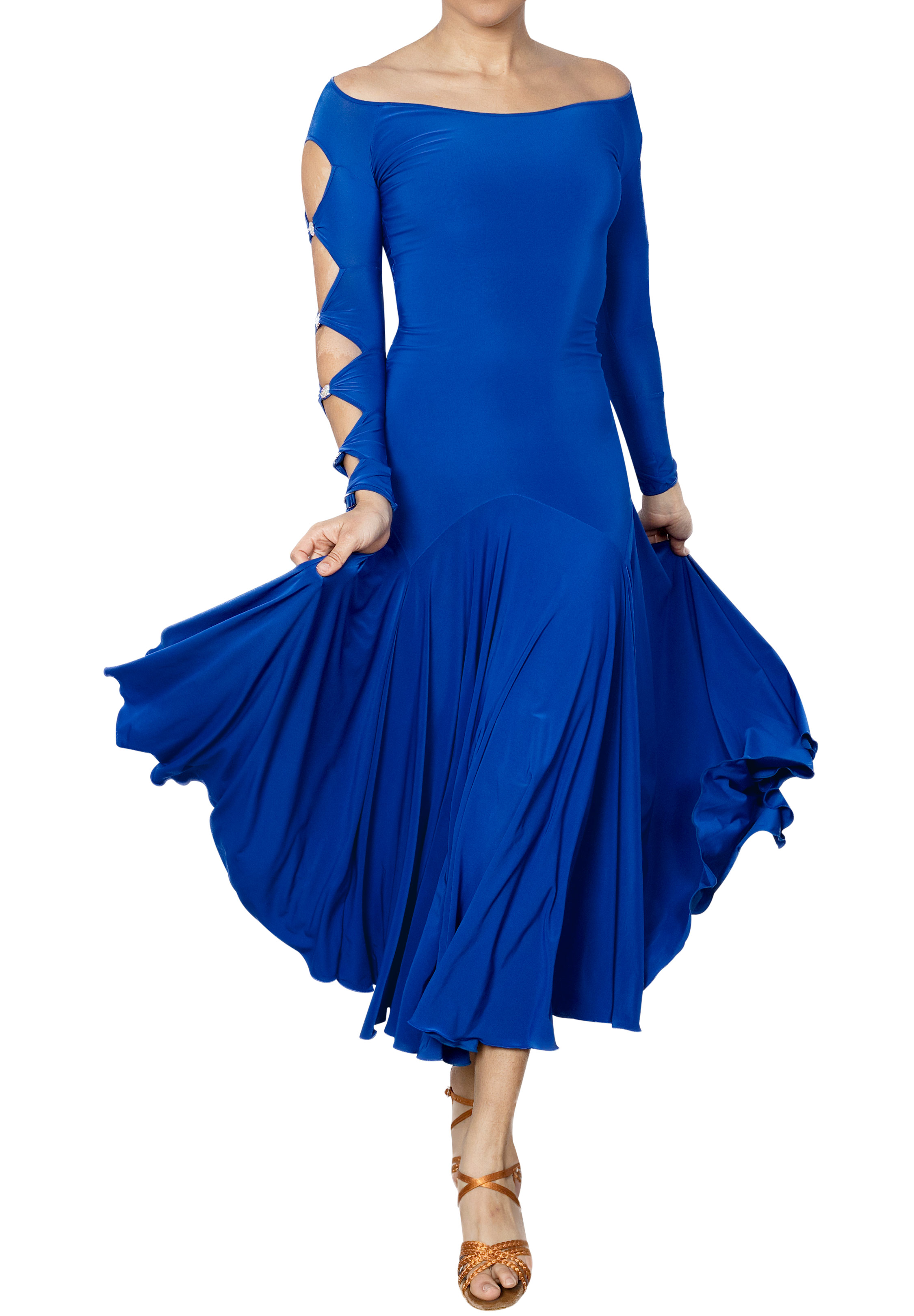 Dance America D2404 - Long Lattice Dress-Blue