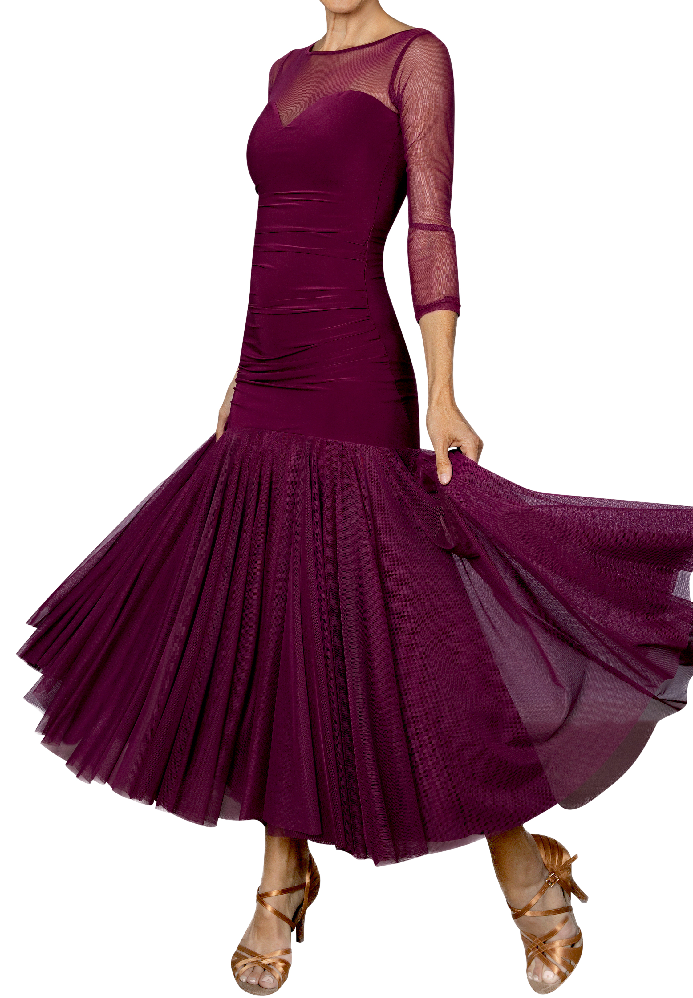 Dance America D2406 - Long Ruched Sweetheart Dress-Wine